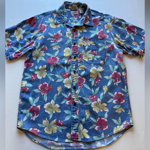 L.L. Bean Other - Vintage L.L. Bean Cool Weave Hawaiian Floral Print Short Sleeve Shirt M